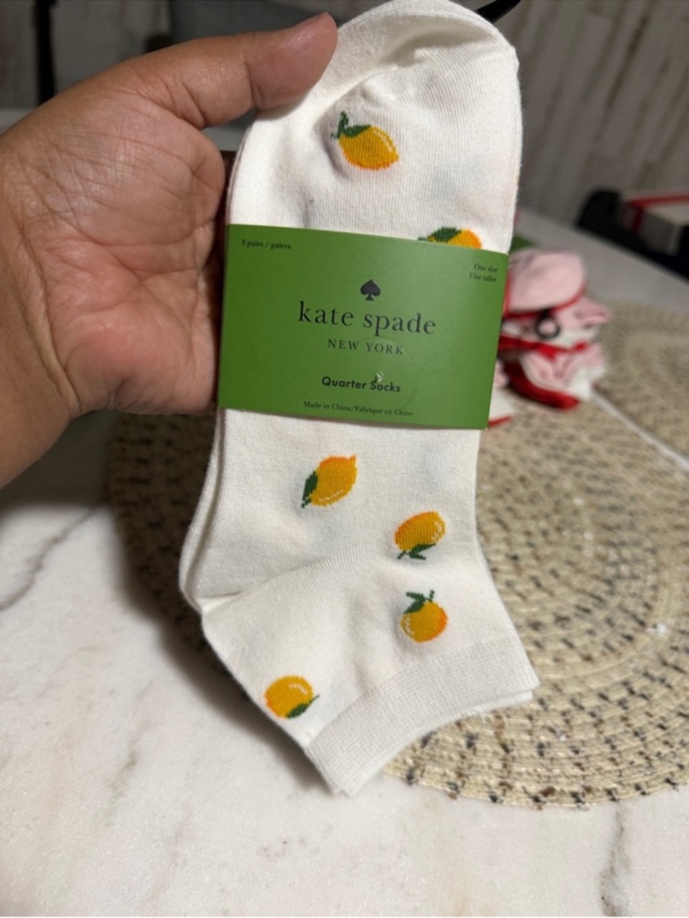kate spade 3pair  Strawberry Low Cut Socks - Picture 2 of 7